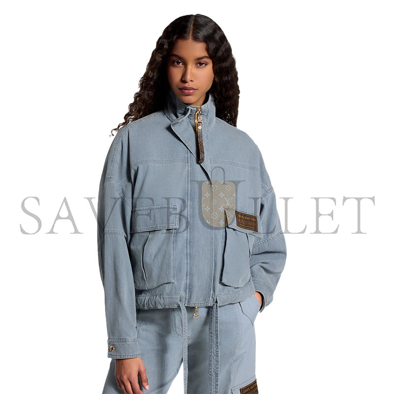 LOUIS VUITTON UTILITY POCKET WASHED DENIM JACKET 1AK1CX